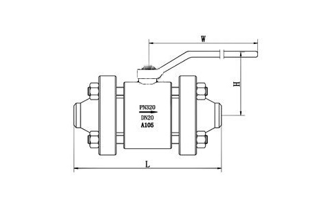 高壓對焊球閥Q61N-320P結構尺寸圖解
