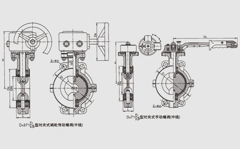 襯氟對夾蝶閥D371F46-16C尺寸結構圖